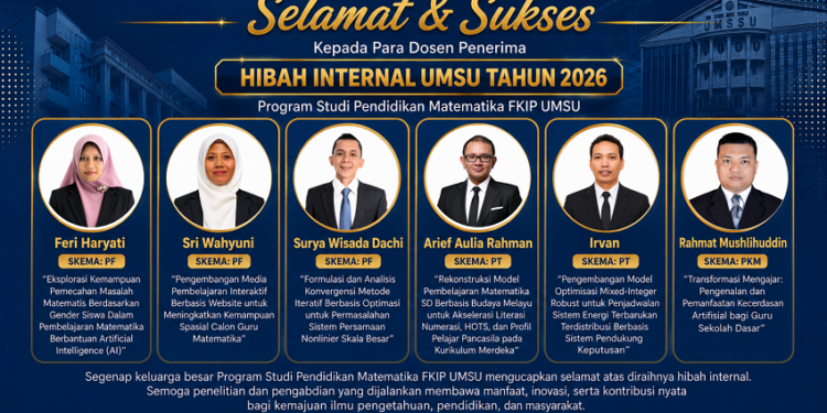 Enam Dosen Program Studi Pendidikan Matematika FKIP UMSU Raih Hibah Internal UMSU Tahun 2026